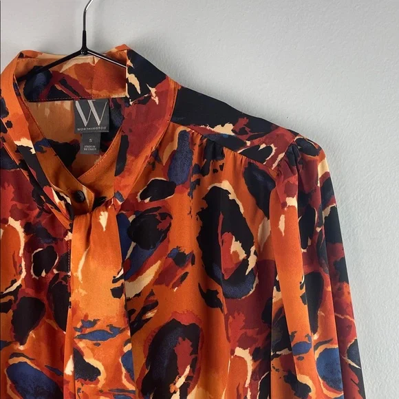 Worthington Abstract Print Long-Sleeve Blouse Size S - Picture 3 of 11